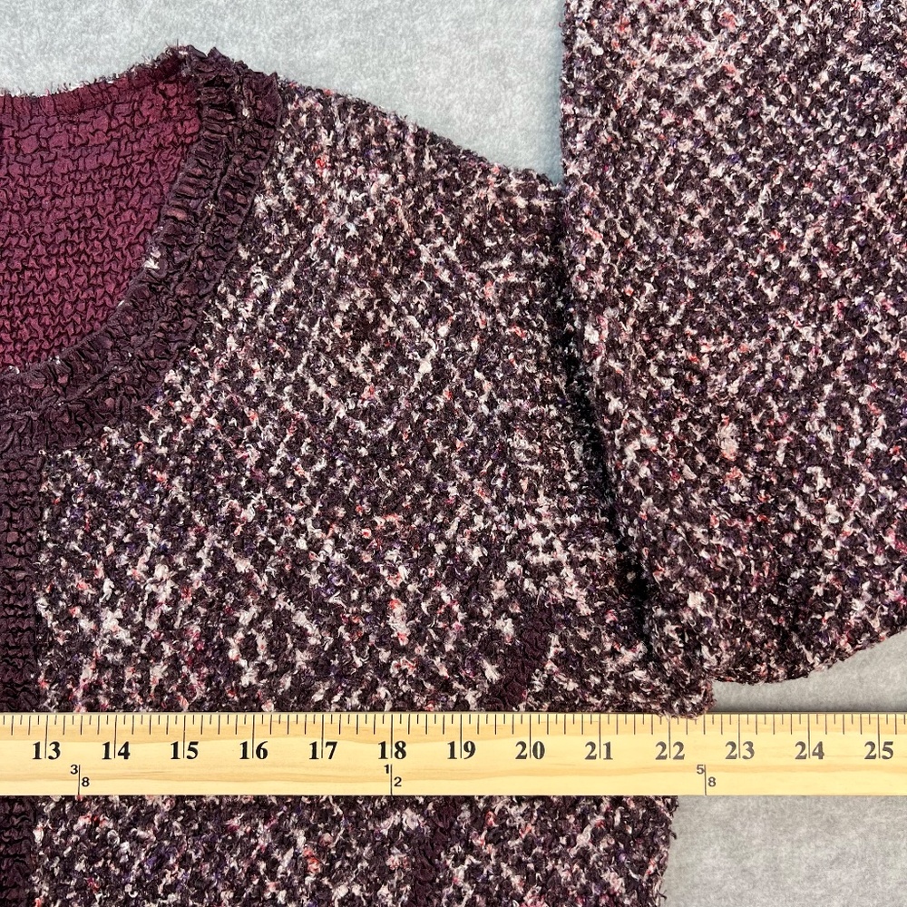 Chicos Travelers Open Cardigan Jacket Plum Burgundy Women 12-14 L Lagenlook Fall - Picture 10 of 14